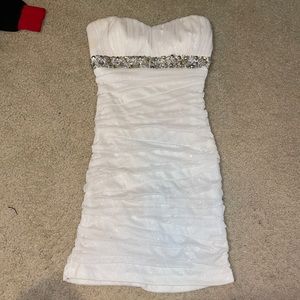 City Triangles cream sparkly body con dress